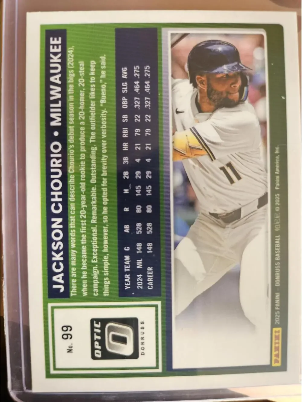 Jackson Chourio - 2025 Panini Optic Insert baseball - #99 - Brewers - RAW Mint
